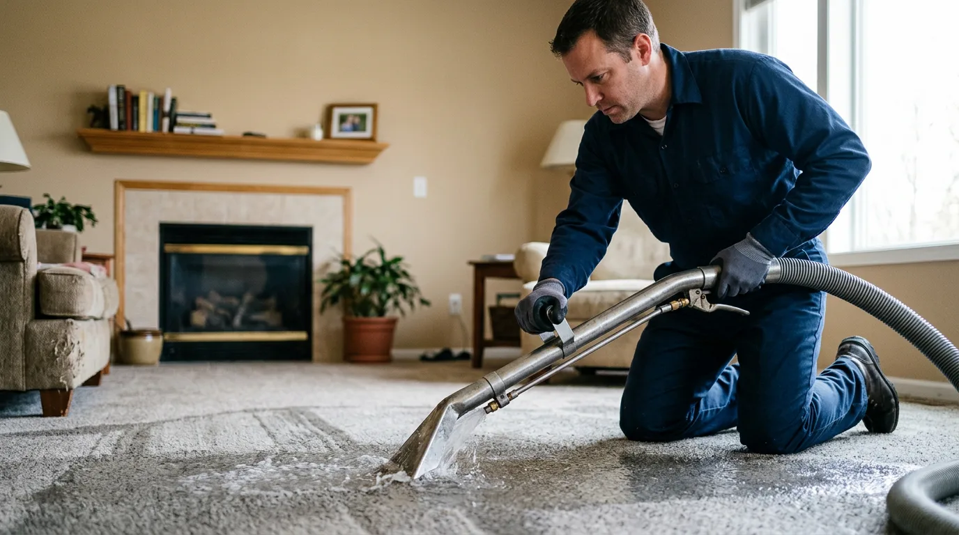 Water damage restoration technician working near Nine Mile Falls, WA
